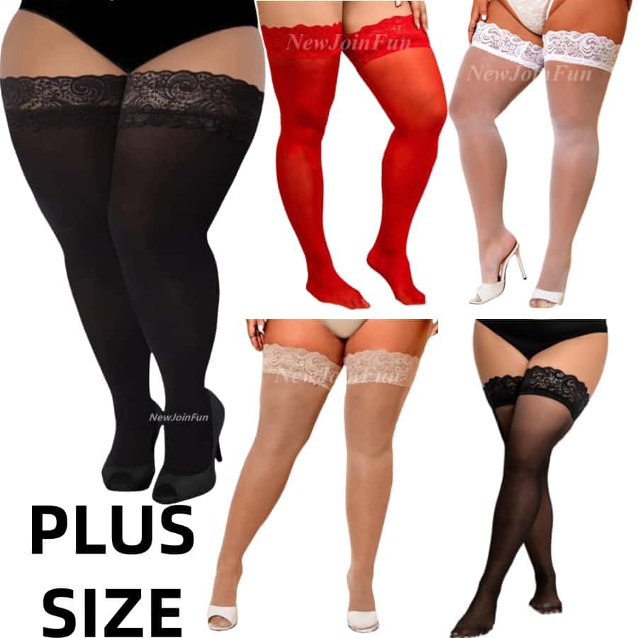Women Shoes Xxl - NEWJOINFUN Seksowne podkolanówki z koronkowym wykończeniem,