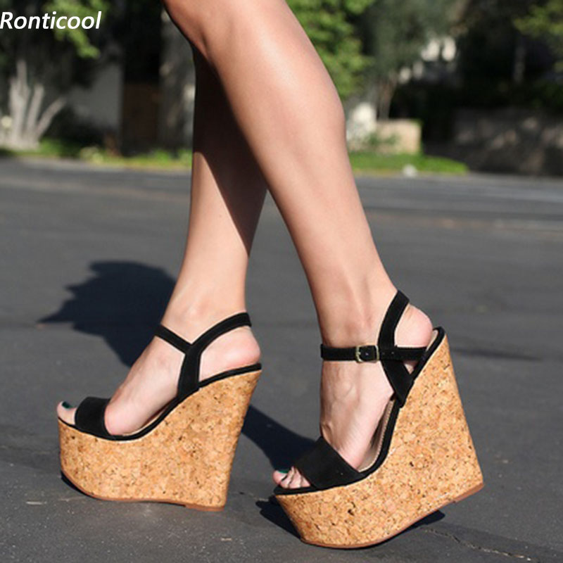 Cork Wedge Sandal - Ronticool Ręcznie Robione Damskie Sandały na