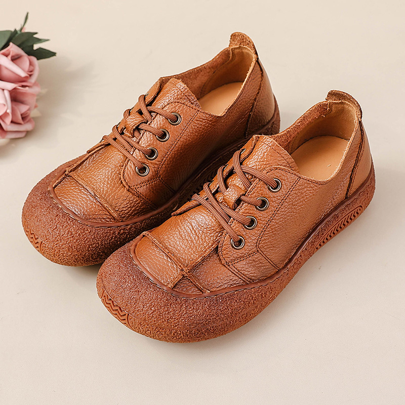 Women'S Shoes For Wide Feet - Retro buty damskie ze skóry naturalnej