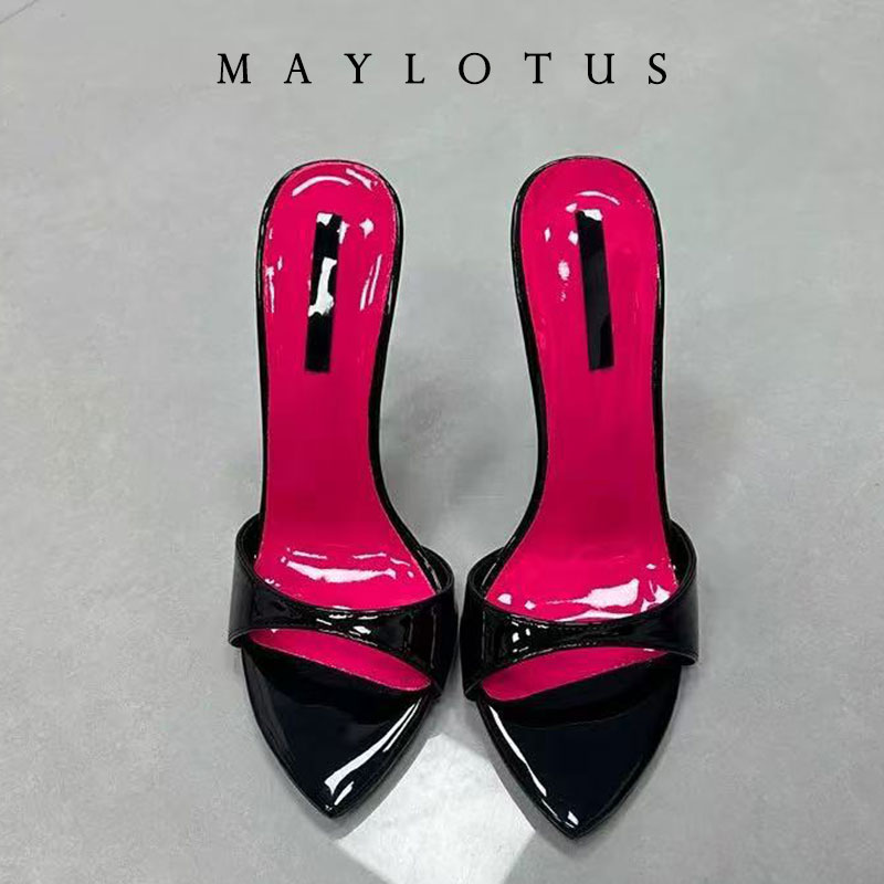 Women Shoes Ysl - Klapki na szpilce z patchworkiem, rozmiary