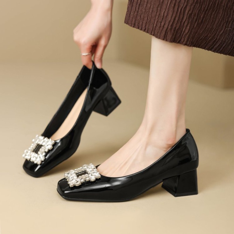 Women'S Shoes Professional - Płytkie czółenka z kwadratowym noskiem, zdobione
