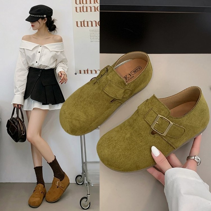 Pointed Toe Flat - Damskie zamszowe buty typu Birken z