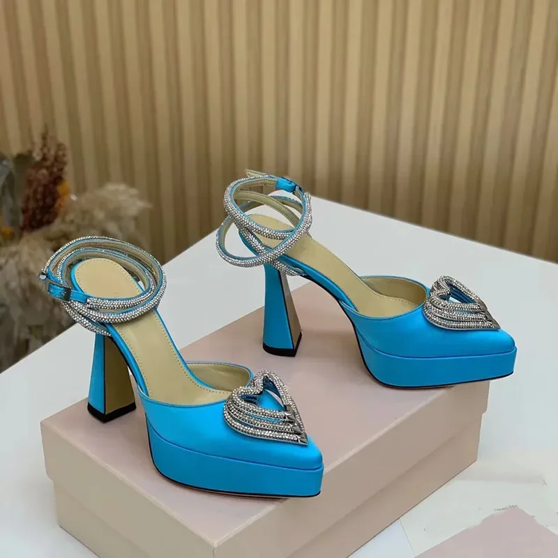 Pointed Toe Flat - Platforma kryształowa miłość sandały z dekoracją