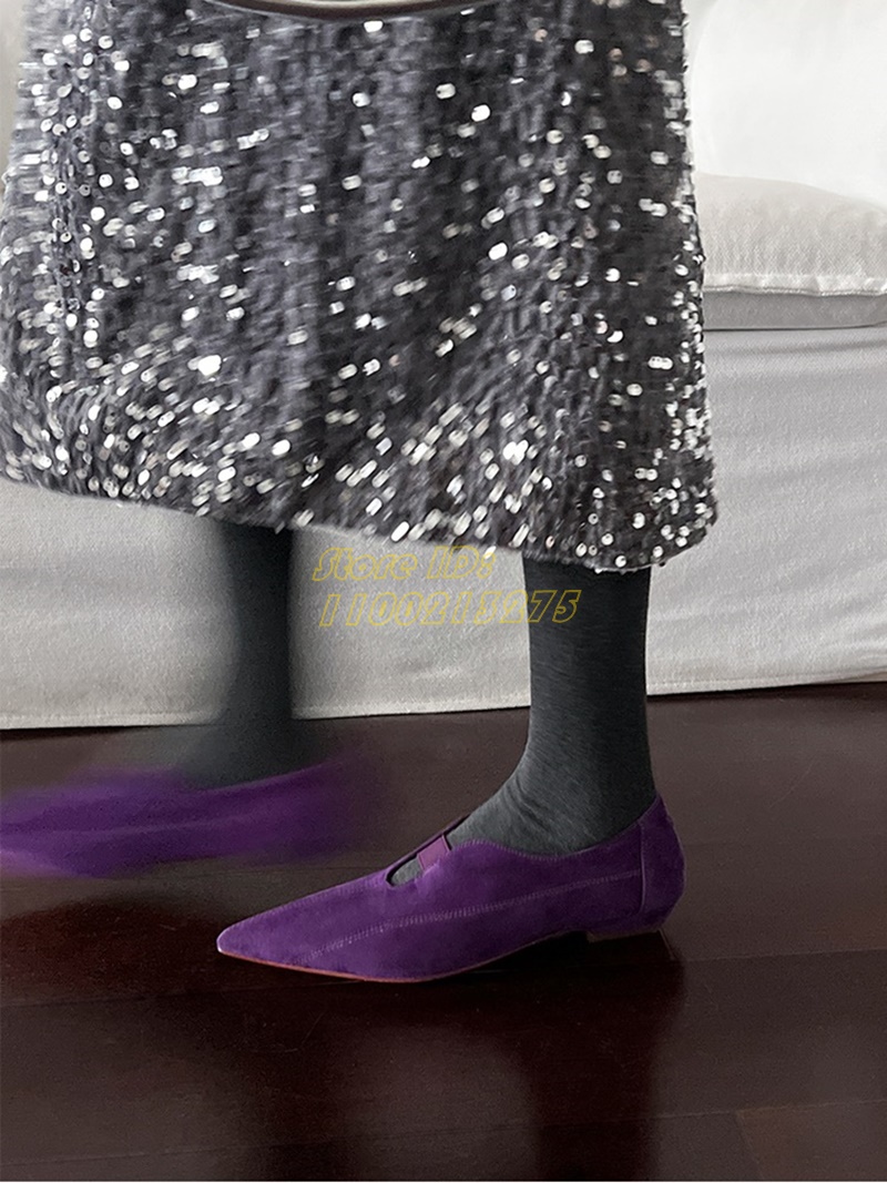 Fioletowe zamszowe czółenka z  – Pointed Toe Flat recenzja i cena