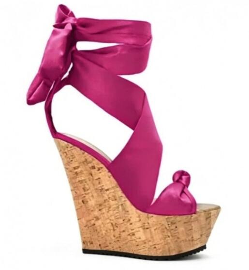 Słodkie różowo-białe sandały n – Cork Wedge Sandal recenzja i cena